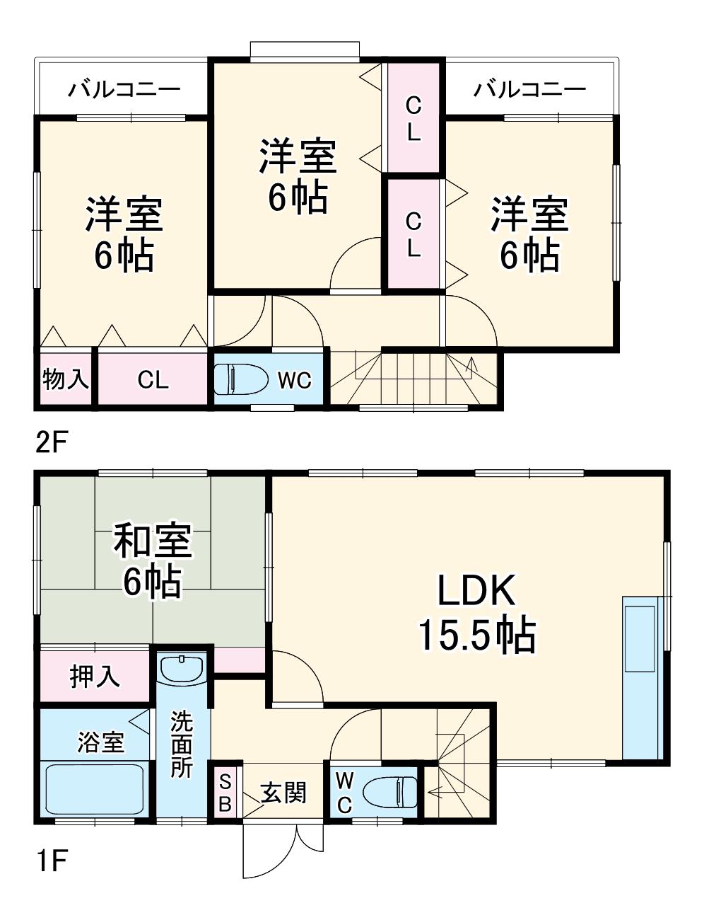 京急久里浜線 津久井浜駅 徒歩54分 2階建 築21年(4LDK)の間取り写真