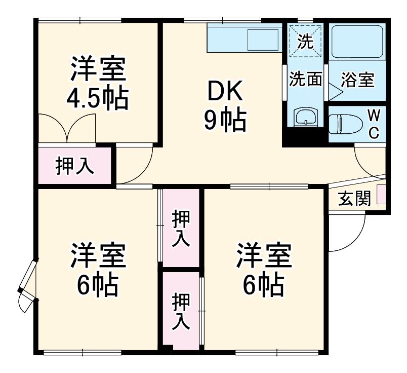 BERYL4(3DK/1階)の間取り写真
