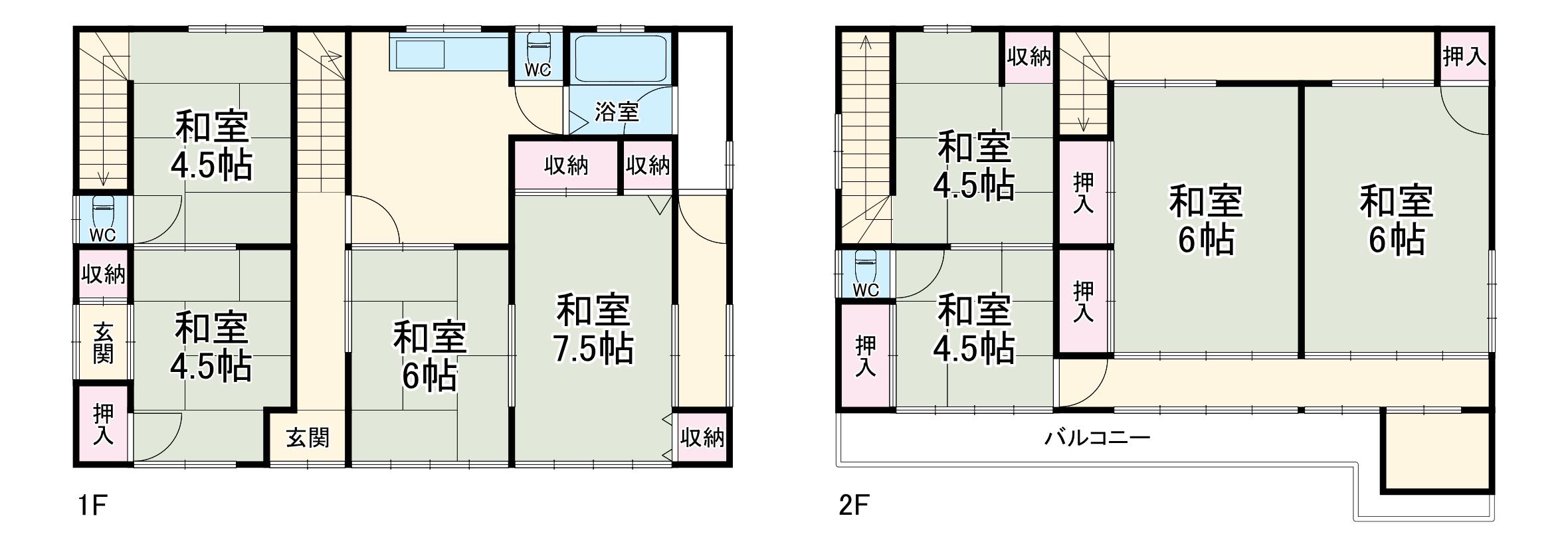 京成電鉄松戸線 習志野駅 徒歩4分 2階建 築63年(8DK)の間取り写真