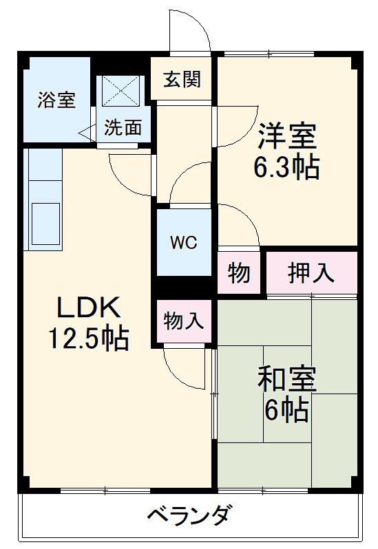 ライフ21レイク(2LDK/2階)の間取り写真