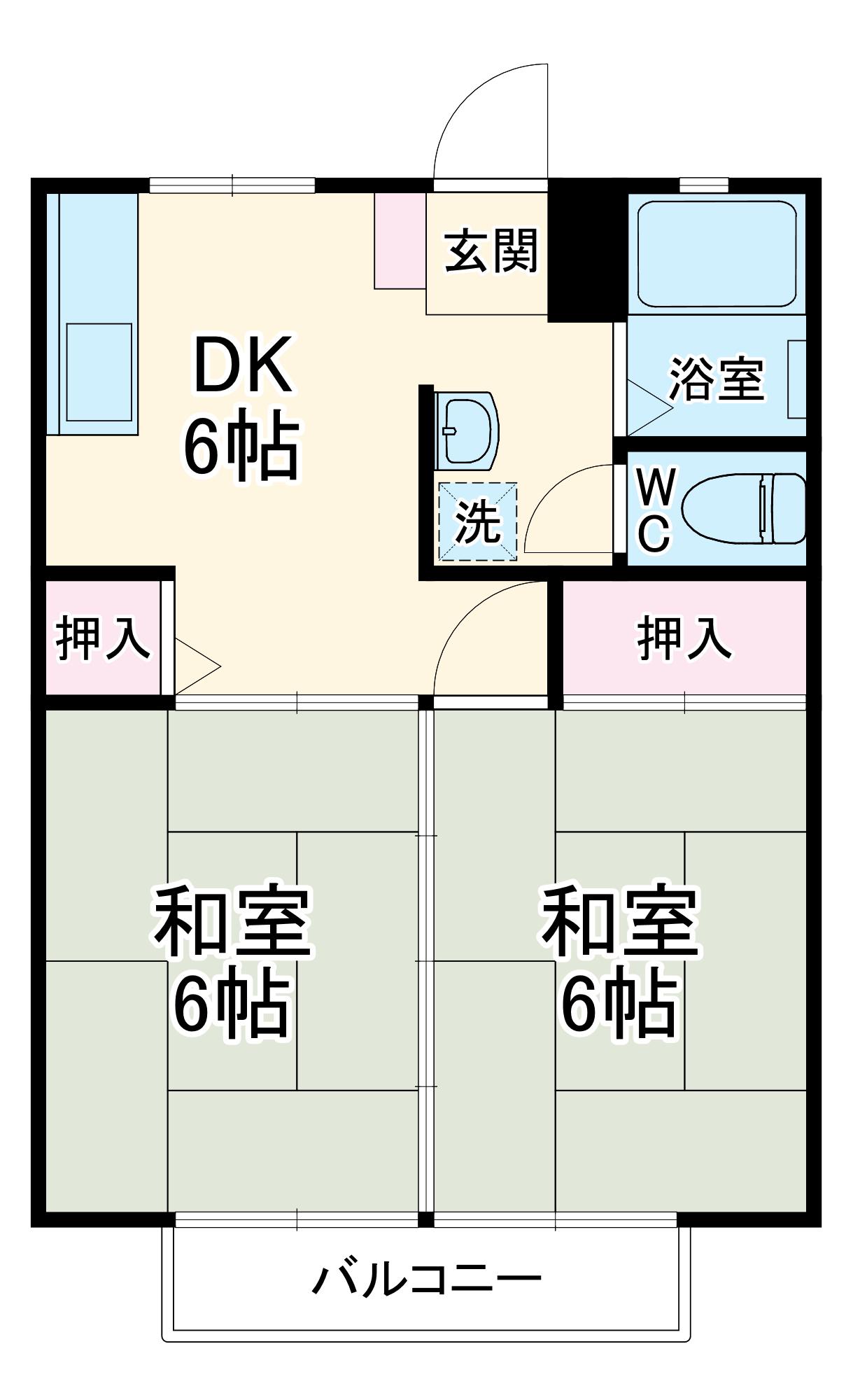 サンシティ寺部A(2DK/1階)の間取り写真