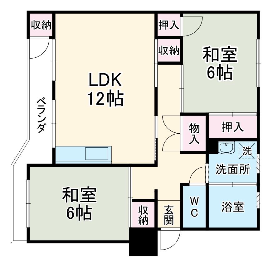 鎌ヶ谷グリーンハイツ31号棟(2LDK/3階)の間取り写真