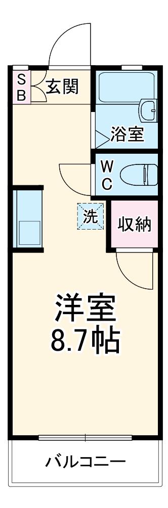エンデヴァ2(ワンルーム/1階)の間取り写真