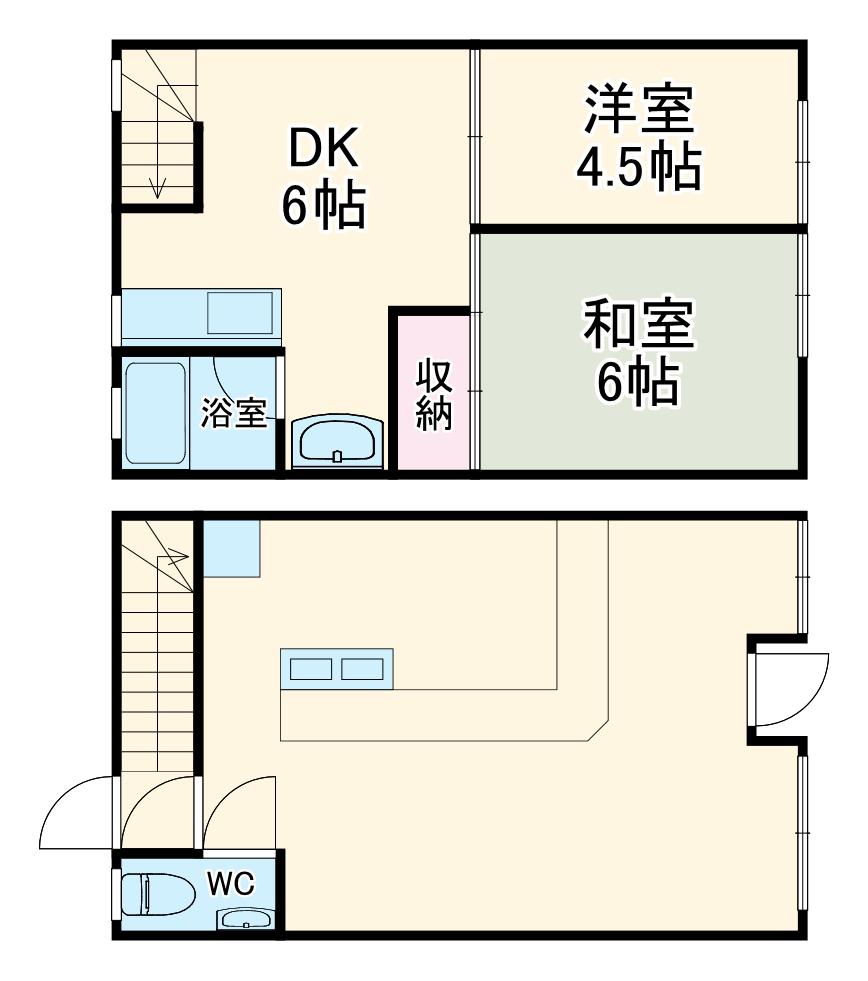 浅井様店舗付き(2DK/1階)の間取り写真