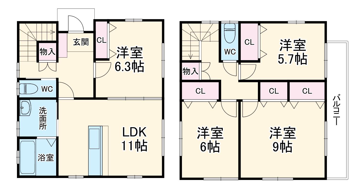 横浜線 古淵駅 徒歩8分 2階建 築6年(4LDK)の間取り写真