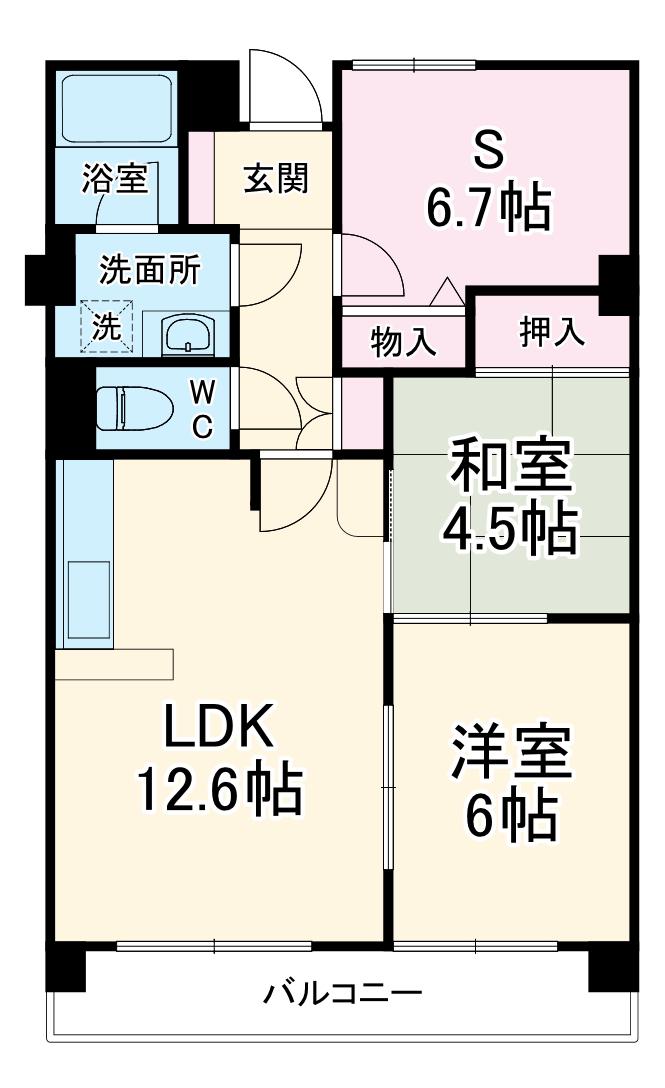 ホワイトキャッスル岩倉Ⅱ(2SLDK/2階)の間取り写真