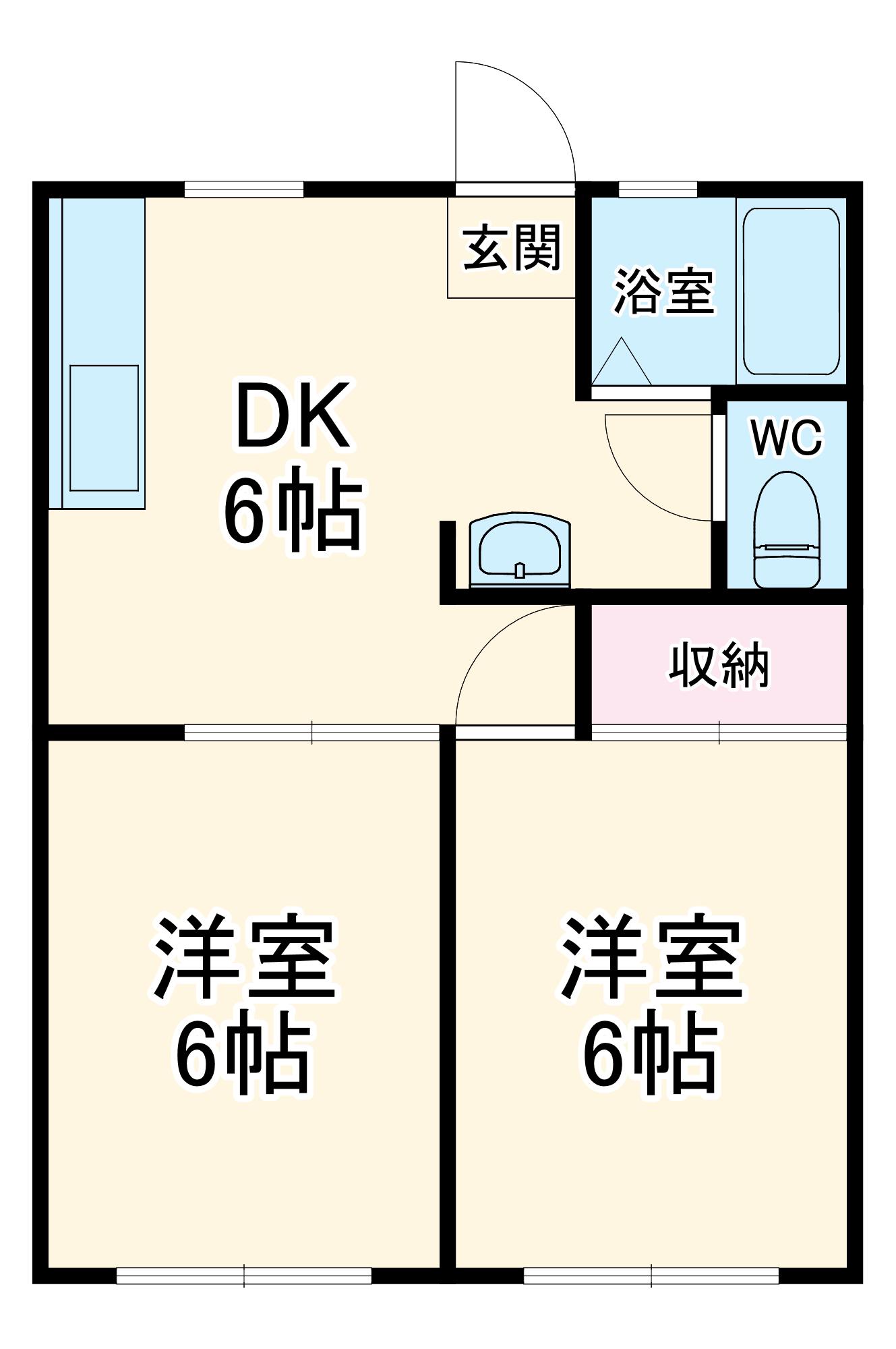 コーポ相模野Ⅱ(2DK/1階)の間取り写真
