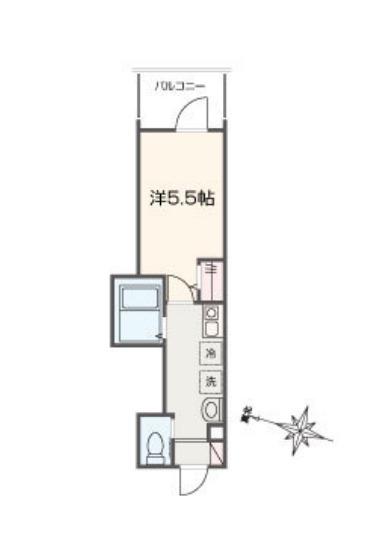 MELLAS新秋津Ⅱ(1K/1階)の間取り写真