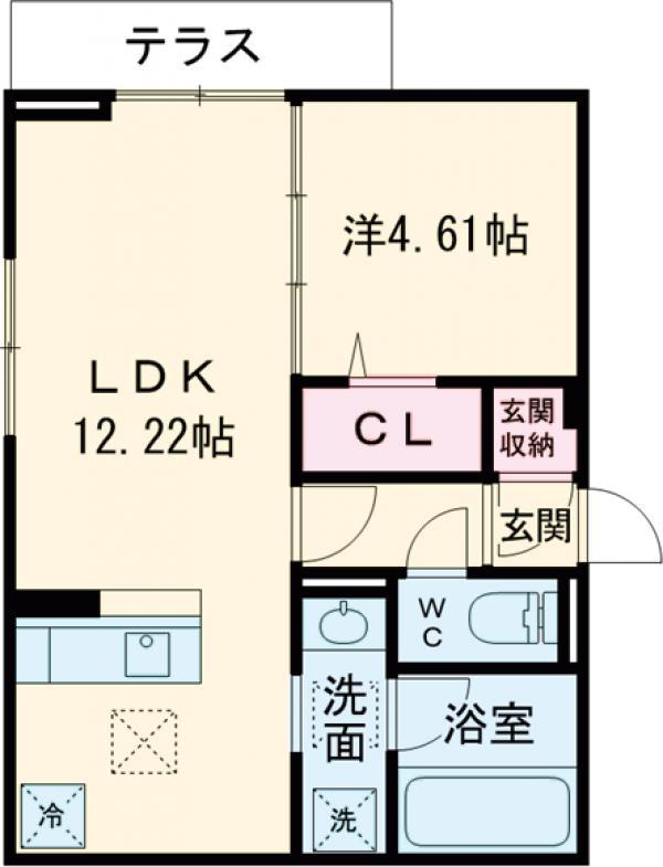 国立市谷保4丁目PJ A棟(1LDK/1階)の間取り写真