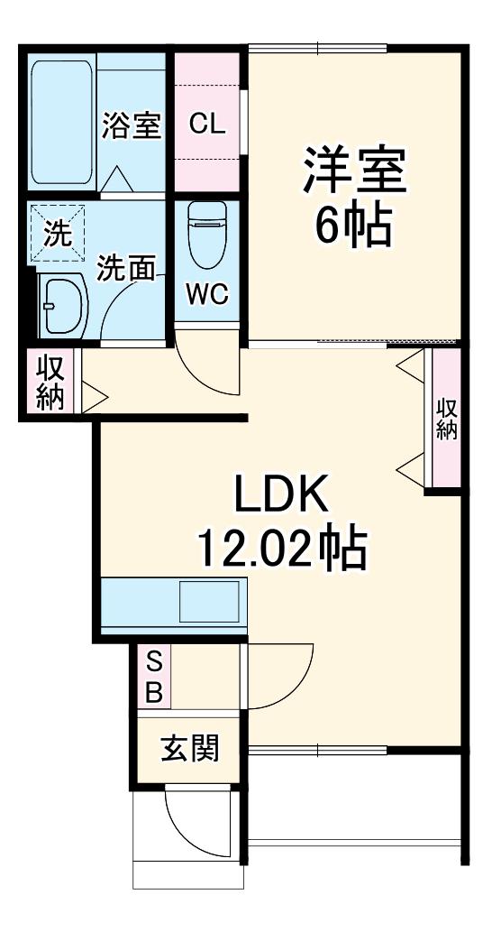 AFC RESIDENCE 和田町(1LDK/1階)の間取り写真