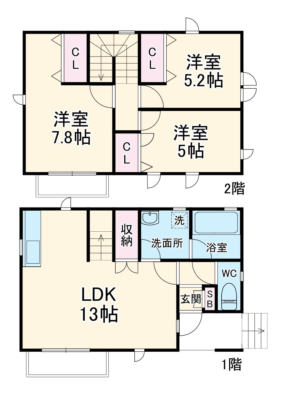 東急新横浜線 新綱島駅 バス乗車時間：15分 鷹野大橋バス停で下車 徒歩4分 2階建 築3年(3LDK)の間取り写真