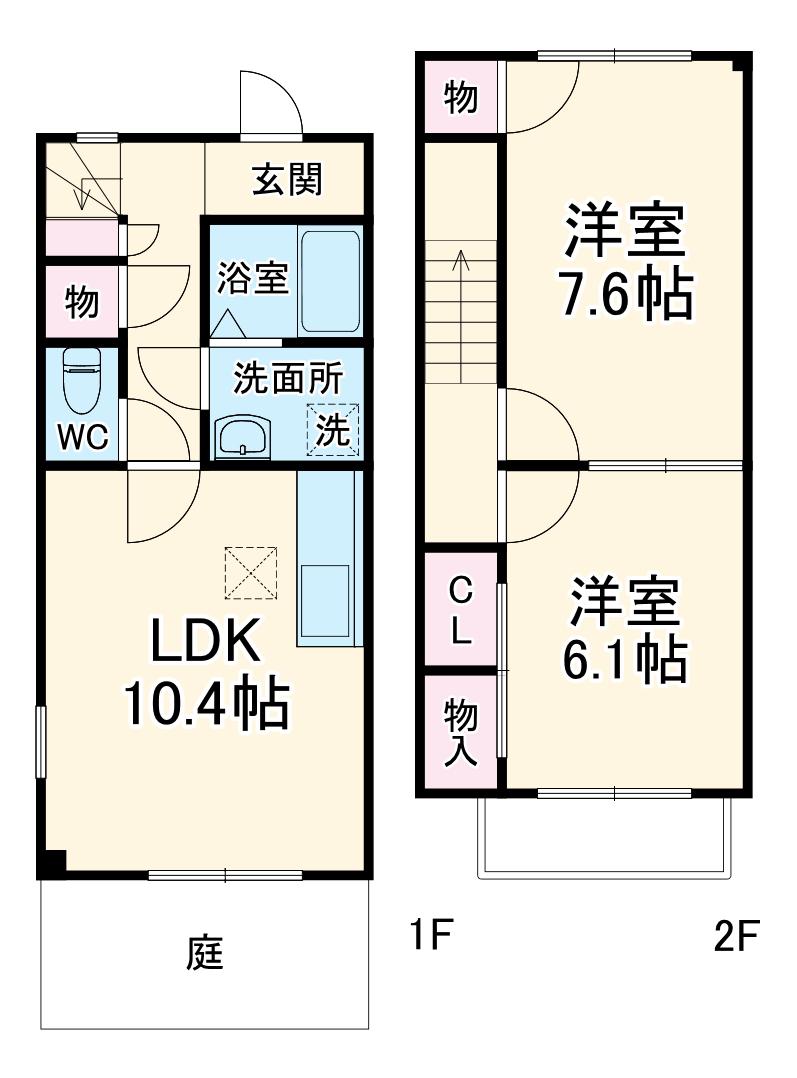 リトルエデン B棟(2LDK/1階)の間取り写真