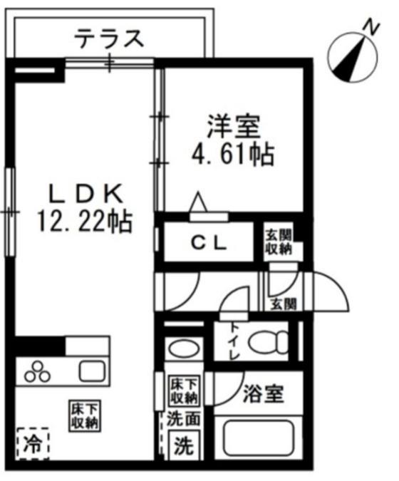 国立市谷保4丁目PJ A棟(1LDK/2階)の間取り写真