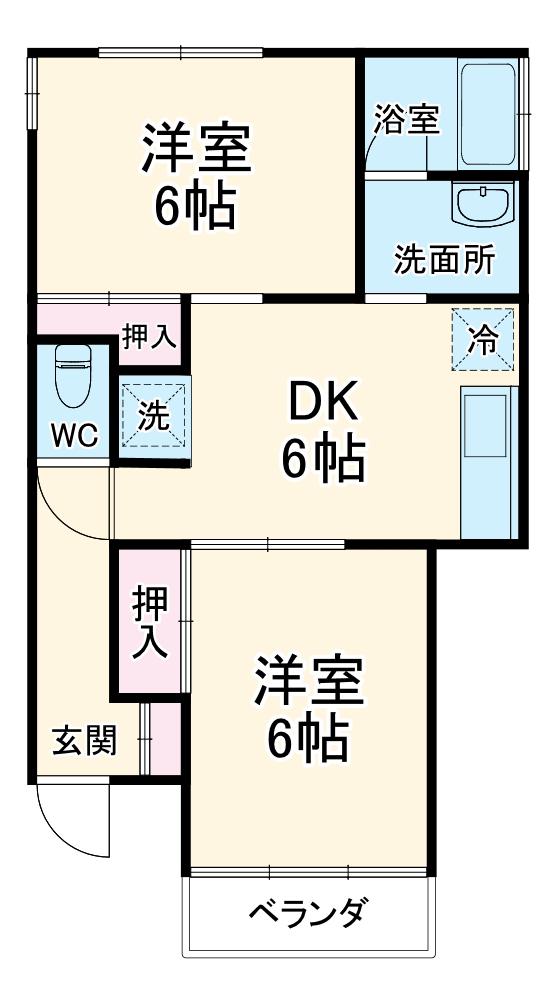 サンレージュ(2DK/1階)の間取り写真