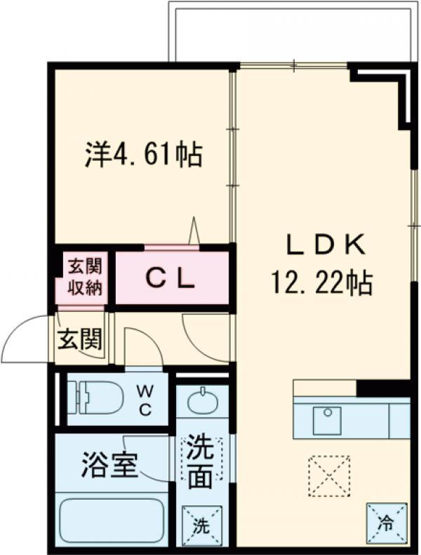 国立市谷保4丁目PJ A棟(1LDK/1階)の間取り写真