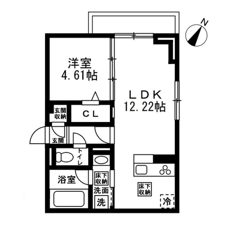 国立市谷保4丁目PJ A棟(1LDK/2階)の間取り写真