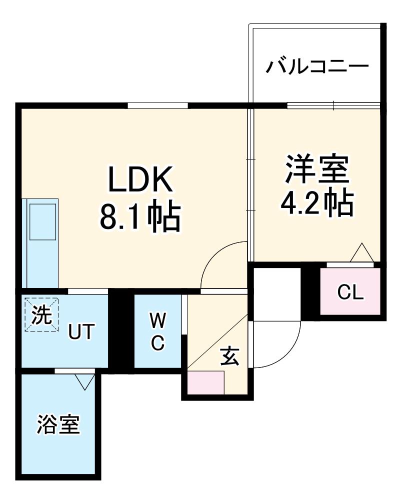LIX大和田駅前(1LDK/4階)の間取り写真