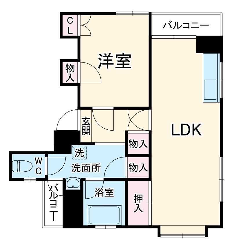 メゾンホウコ(1LDK/4階)の間取り写真