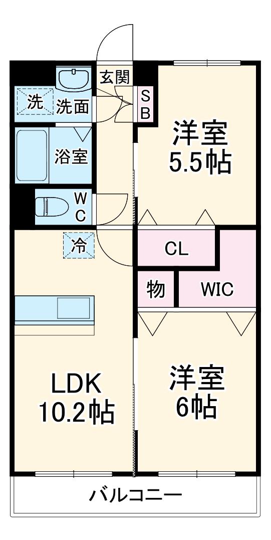 アバンツァートコルソ吉川美南(2LDK/2階)の間取り写真