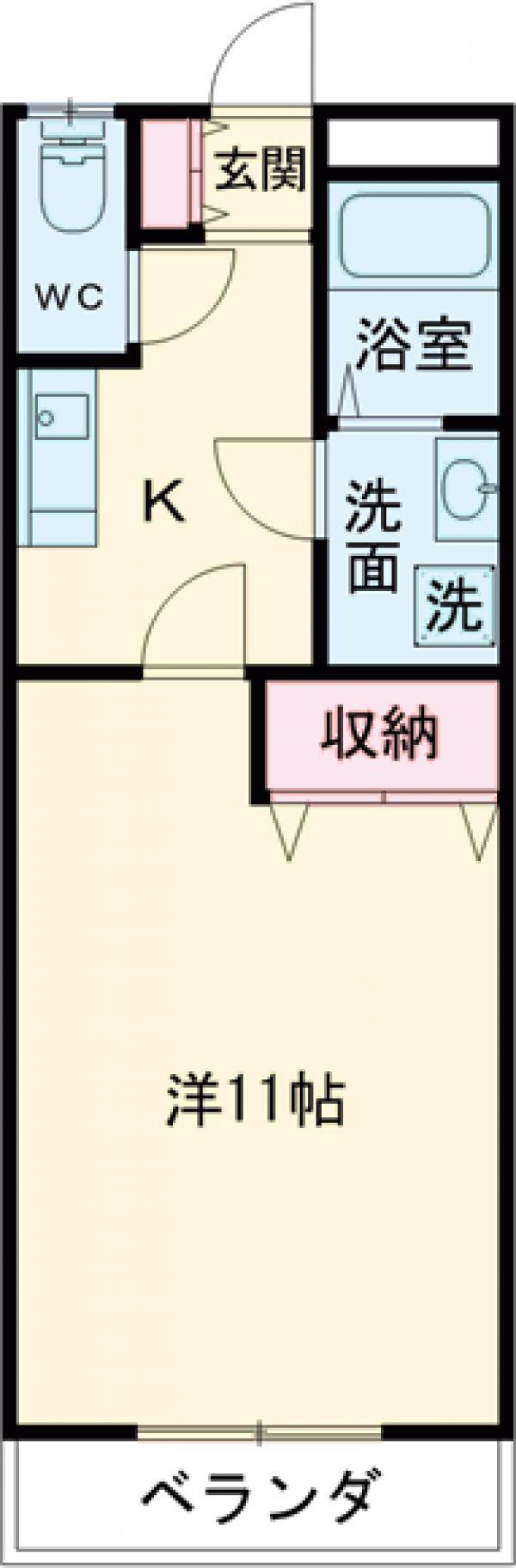 グリーンハイツタカハシⅡ(1K/1階)の間取り写真