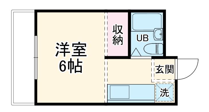 グリーンヒルズB(1K/2階)の間取り写真