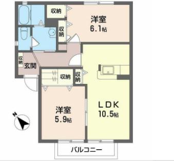 アドレーブ(2LDK/1階)の間取り写真