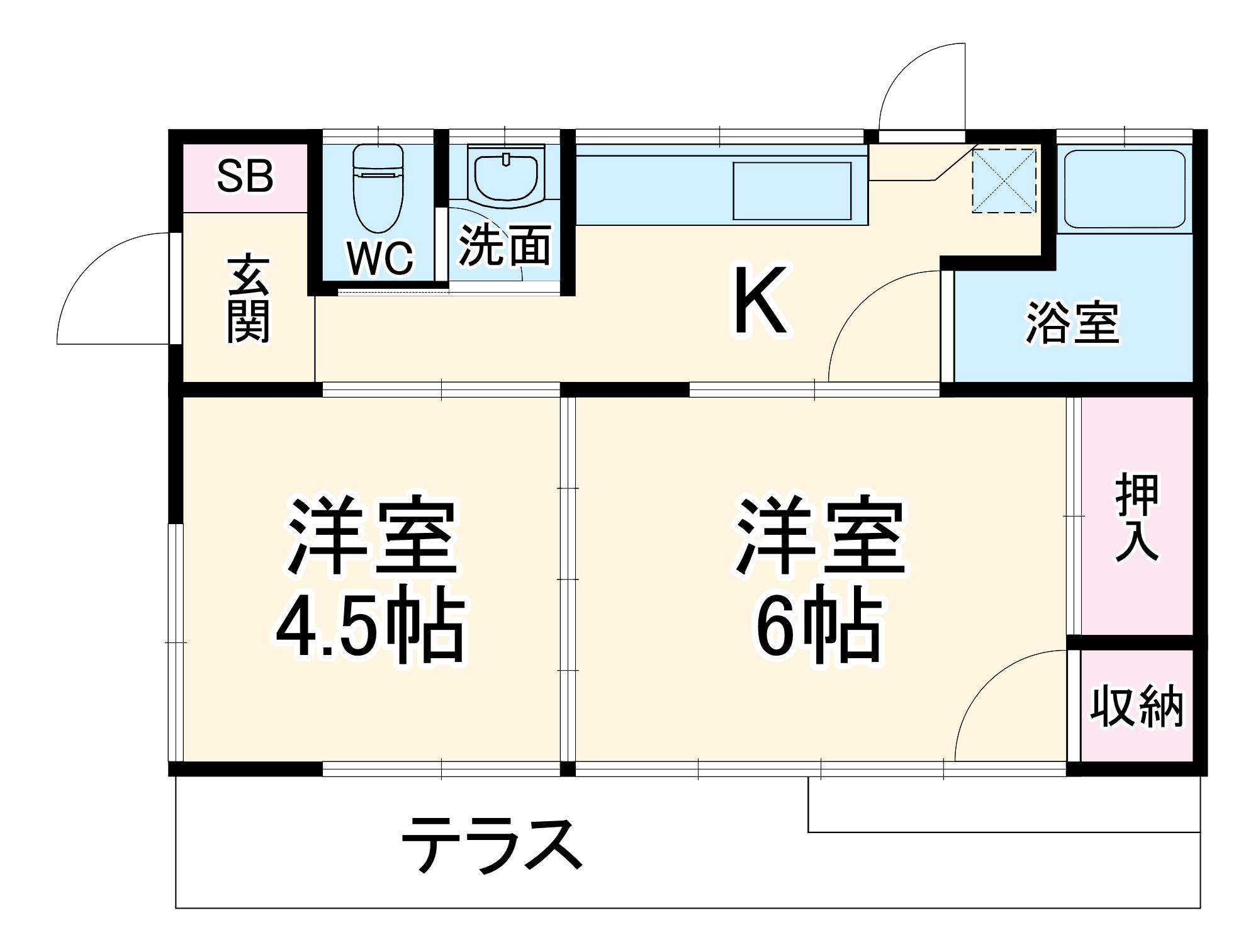 横浜線 相原駅 徒歩18分 1階建 築54年(2K)の間取り写真