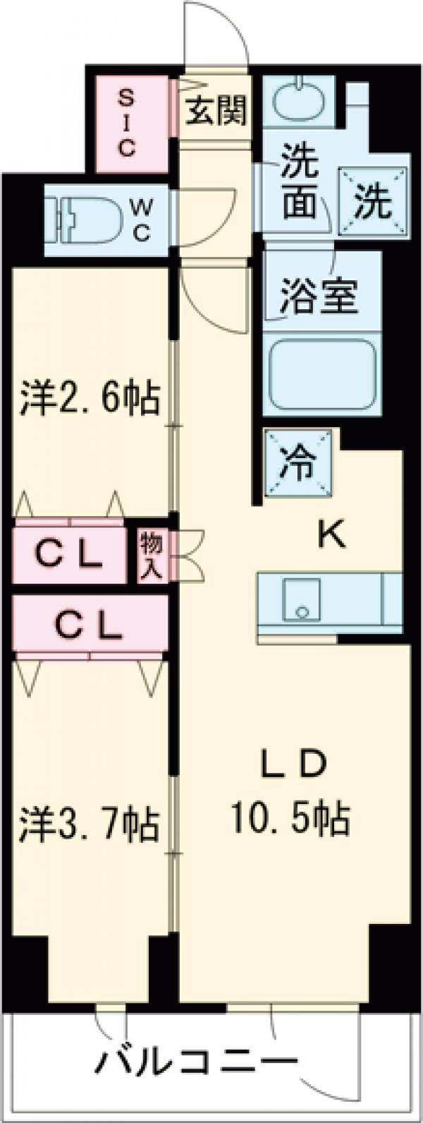 ドゥーエ三ノ輪Ⅲ(2LDK/2階)の間取り写真