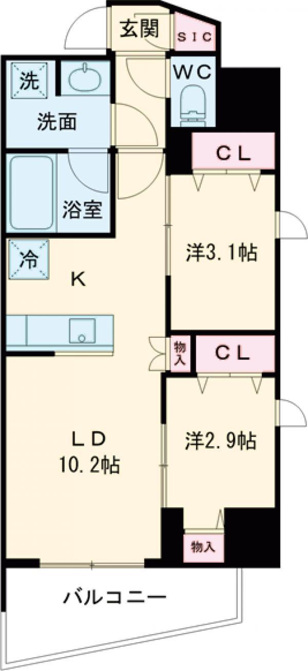 ドゥーエ三ノ輪Ⅲ(2LDK/2階)の間取り写真