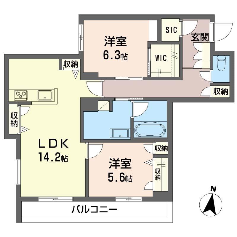 リッツ・リン(2LDK/3階)の間取り写真