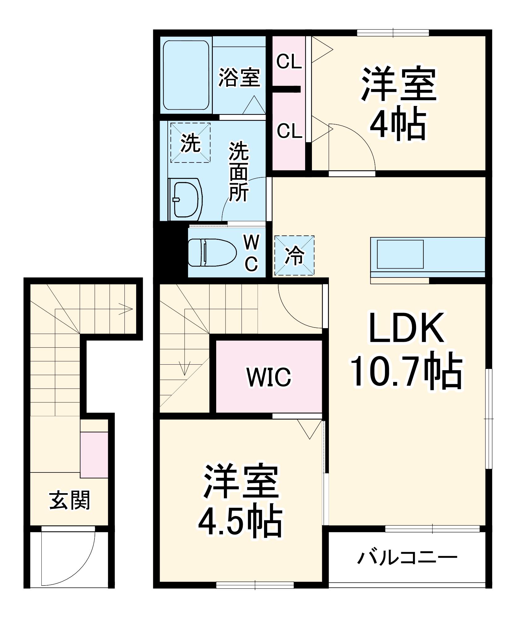 リーブルファイン三郷半田Ⅱ(2LDK/2階)の間取り写真