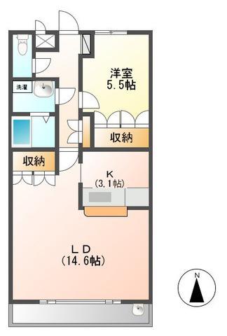 DURERⅡ(1LDK/2階)の間取り写真