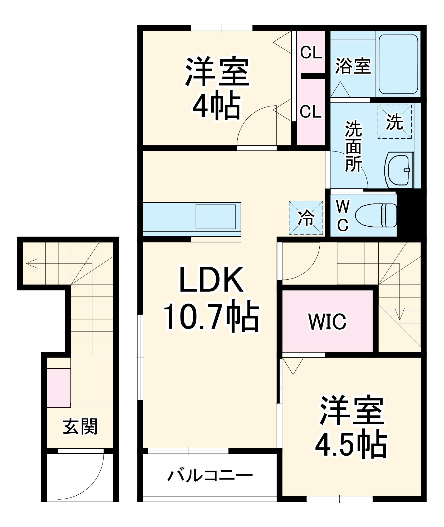 リーブルファイン三郷半田Ⅱ(2LDK/2階)の間取り写真