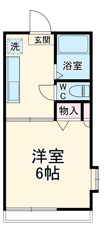 けやきガーデンB(1K/1階)の間取り写真