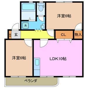 セレーノ C棟(2LDK/2階)の間取り写真