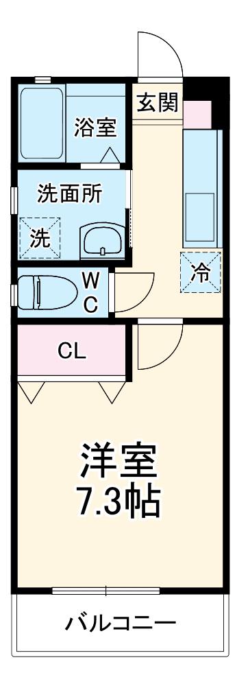 ロワール原木(1K/1階)の間取り写真