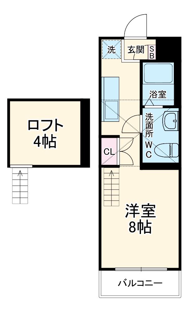 リッツ相模大野(ワンルーム/2階)の間取り写真