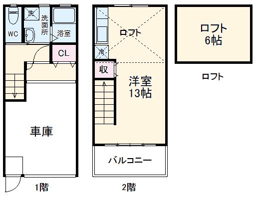 PRIVATE GARAGE 鴨江(ワンルーム/1階)の間取り写真