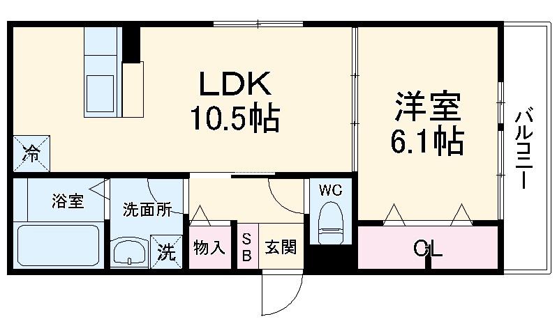庭司苑八番館(1LDK/2階)の間取り写真