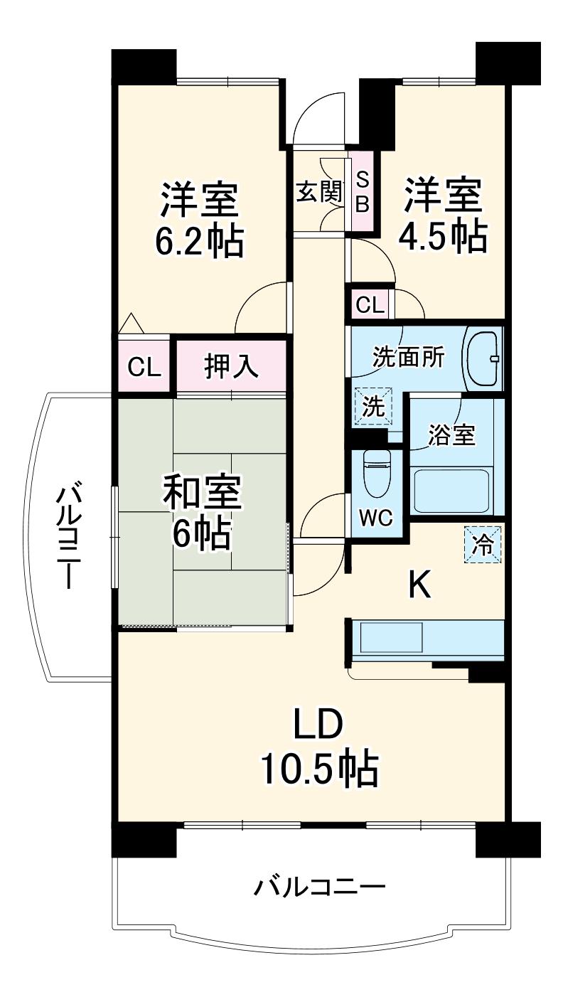 グランドビュー茅ヶ崎(3LDK/5階)の間取り写真