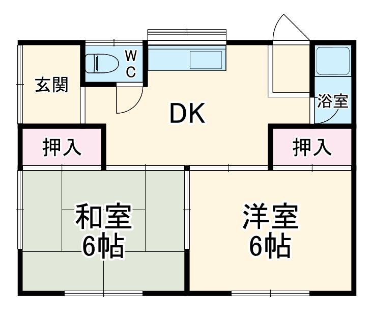 明園荘(2DK/1階)の間取り写真