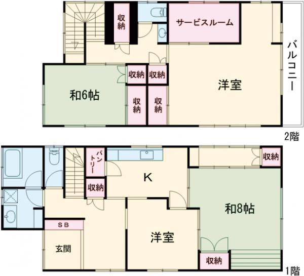 東武鉄道宇都宮線 江曽島駅 徒歩10分 2階建 築36年(4SK)の間取り写真