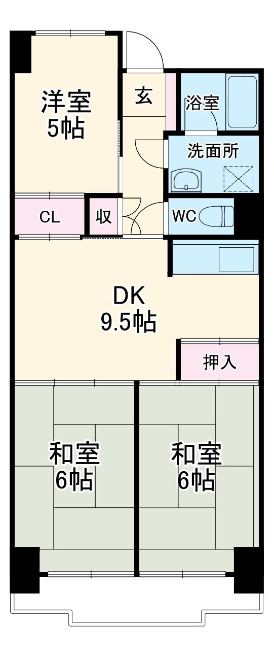 ビレッジハウス木場タワー(3DK/5階)の間取り写真