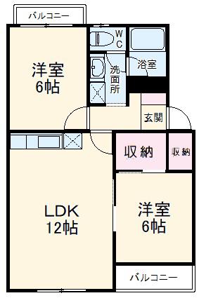 マンションフロイデ(2LDK/1階)の間取り写真