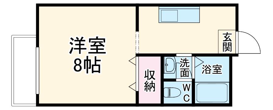 レジデンス草薙B棟(1K/2階)の間取り写真