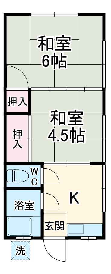 三鉱荘(2K/1階)の間取り写真