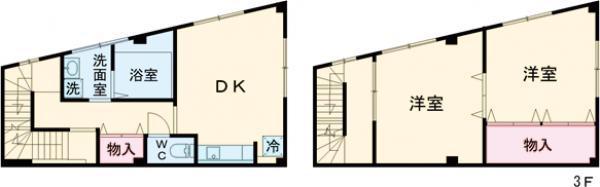 東向島3丁目戸建て(2DK/2階)の間取り写真