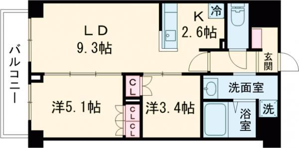 ロイジェント西新井(2LDK/2階)の間取り写真