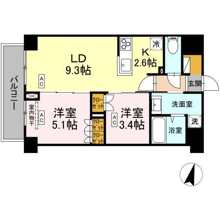 ロイジェント西新井(2LDK/3階)の間取り写真