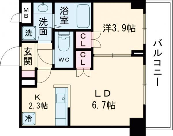 ロイジェント西新井(1LDK/3階)の間取り写真